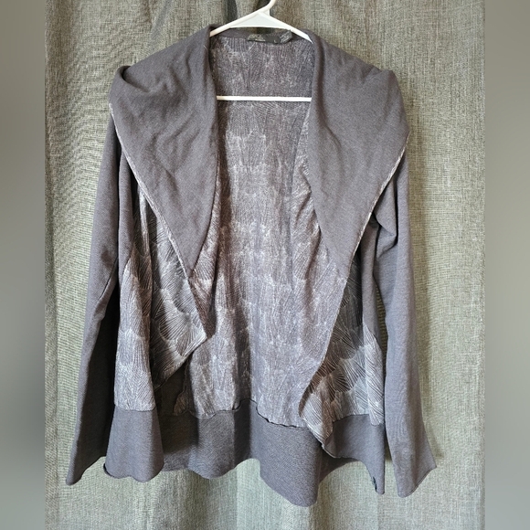 Prana Sweaters - Prana Hooded Open Wrap Cardigan Women M Gray Long Sleeves Organic Cotton Blend